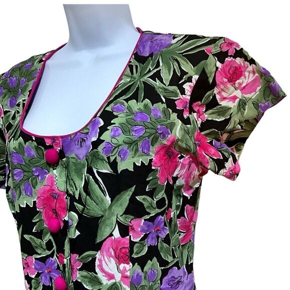 LA BELLE Vintage 90s Button Front Floral Romper Juniors Size 5 - Picture 3 of 10